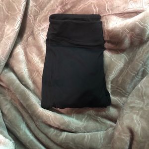 Black cropped mesh leggings